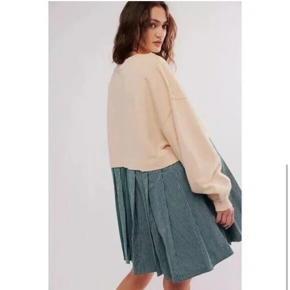 Free People Eleanor Striped Sweatshirt Minidress XS OVERSIZED - Picture 3 of 6